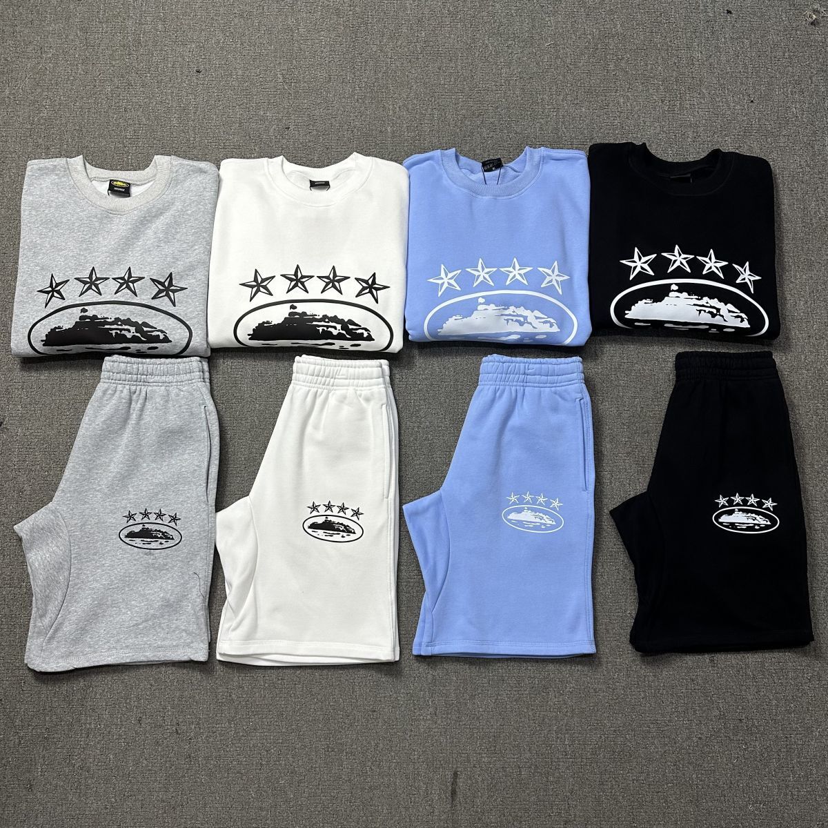 Corteiz (CRTZ) 4Star Globe Sweatshirt & Shorts Set