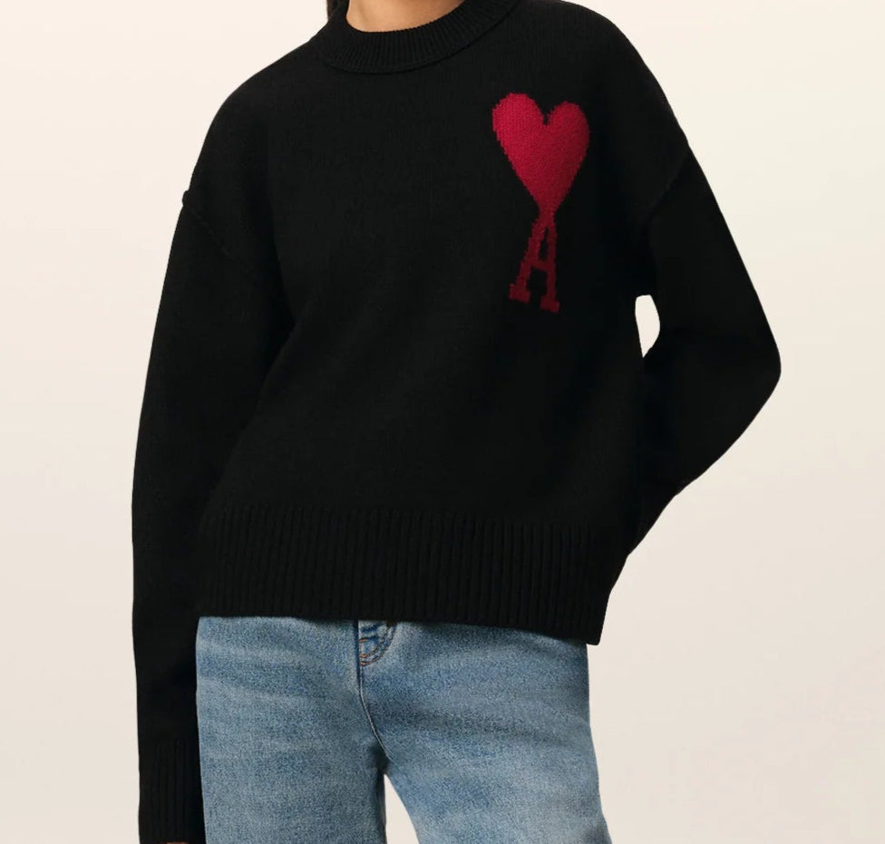 Black Wool Ami de Coeur Sweater