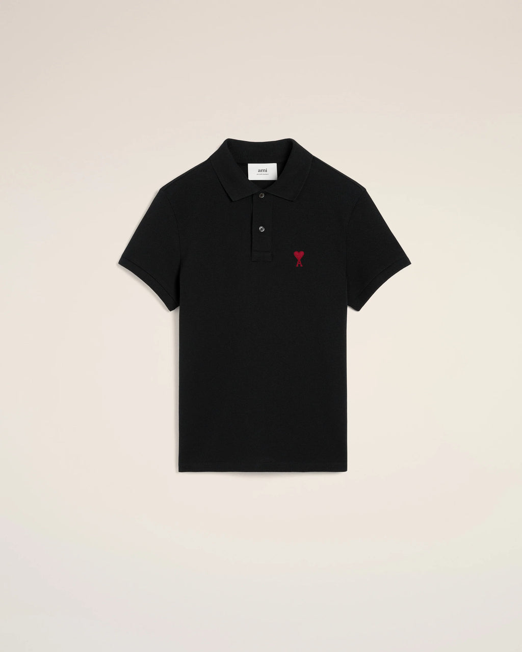 Black Cotton Ami de Coeur Polo Shirt