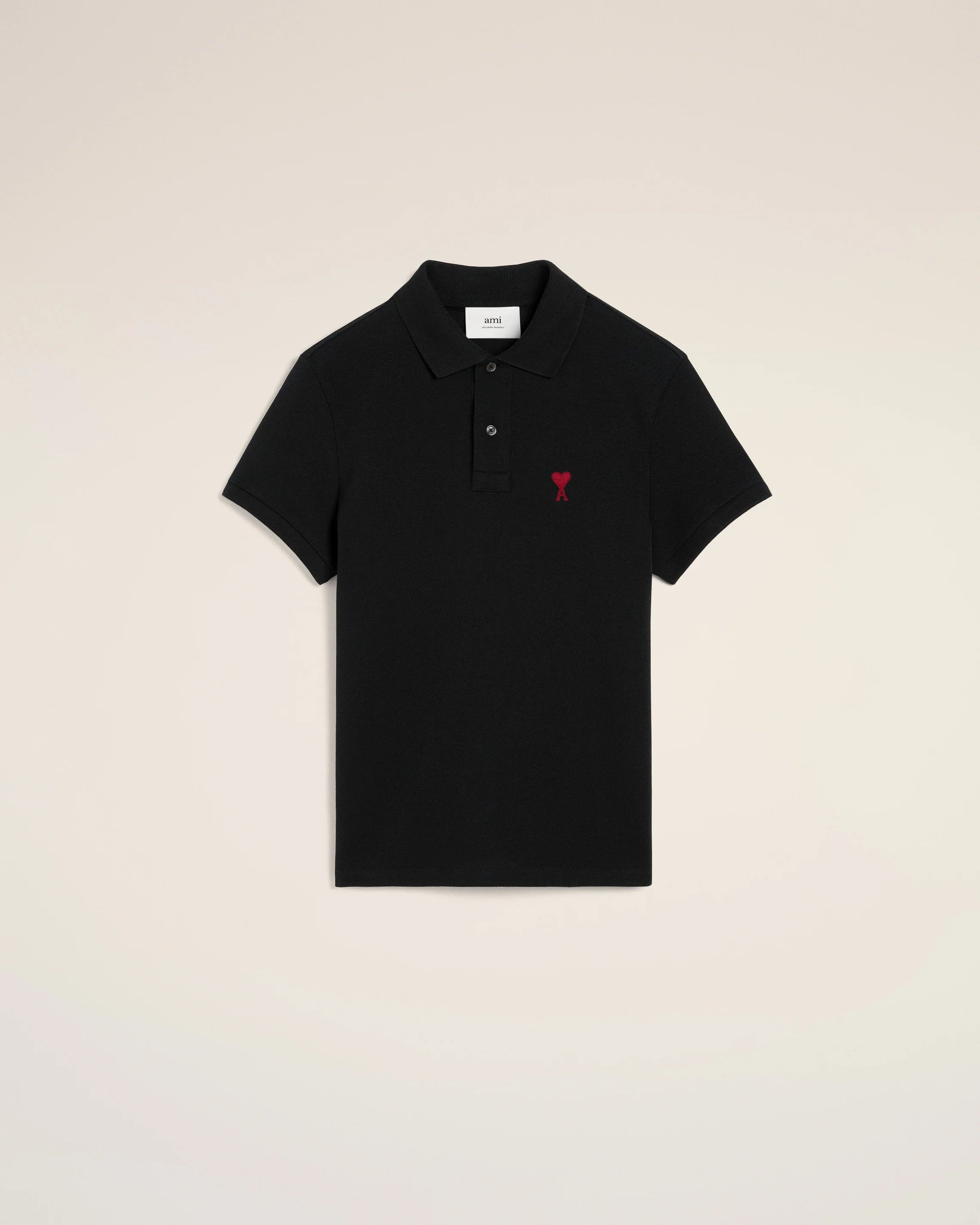 Black Cotton Ami de Coeur Polo Shirt