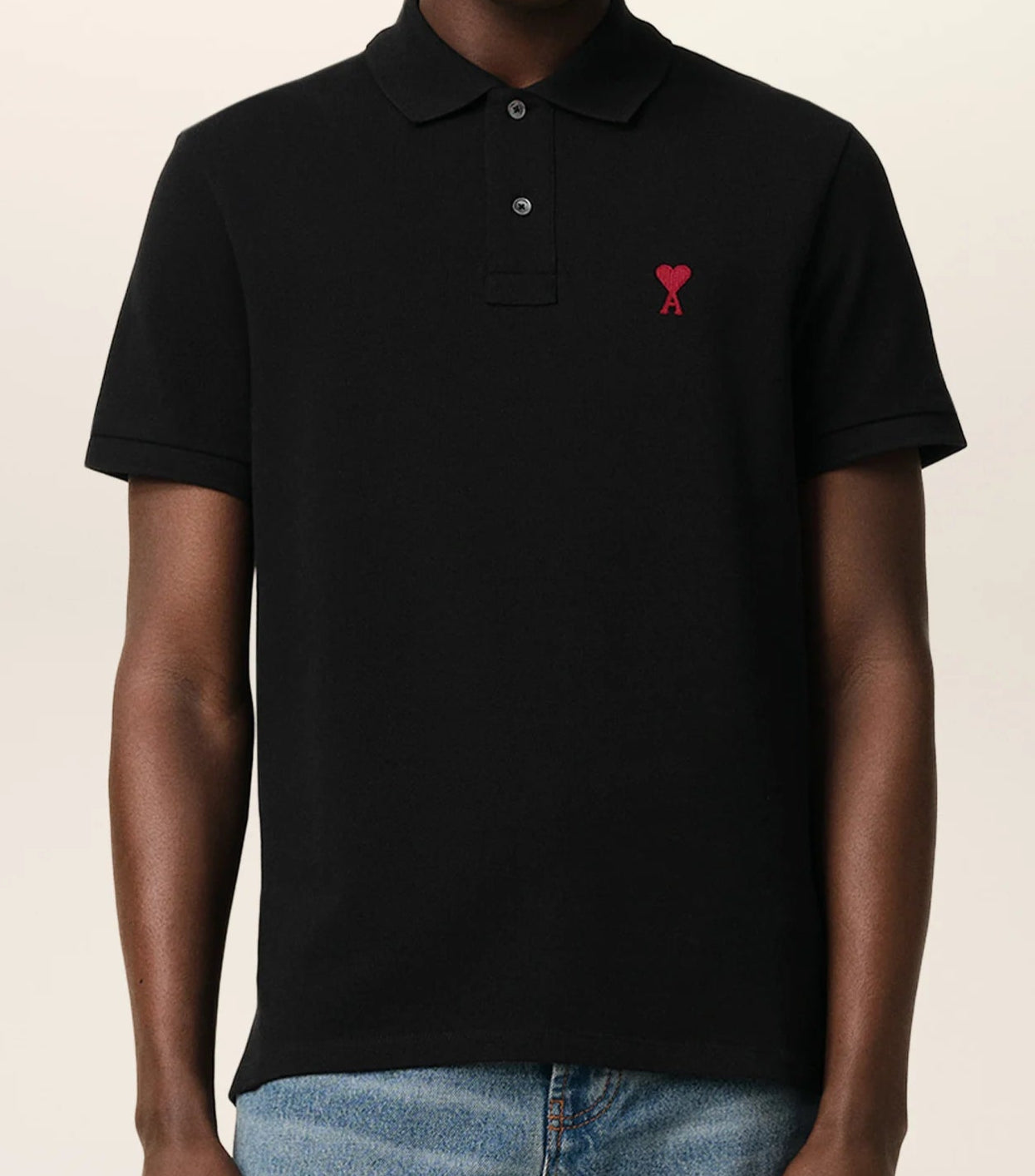 Black Cotton Ami de Coeur Polo Shirt
