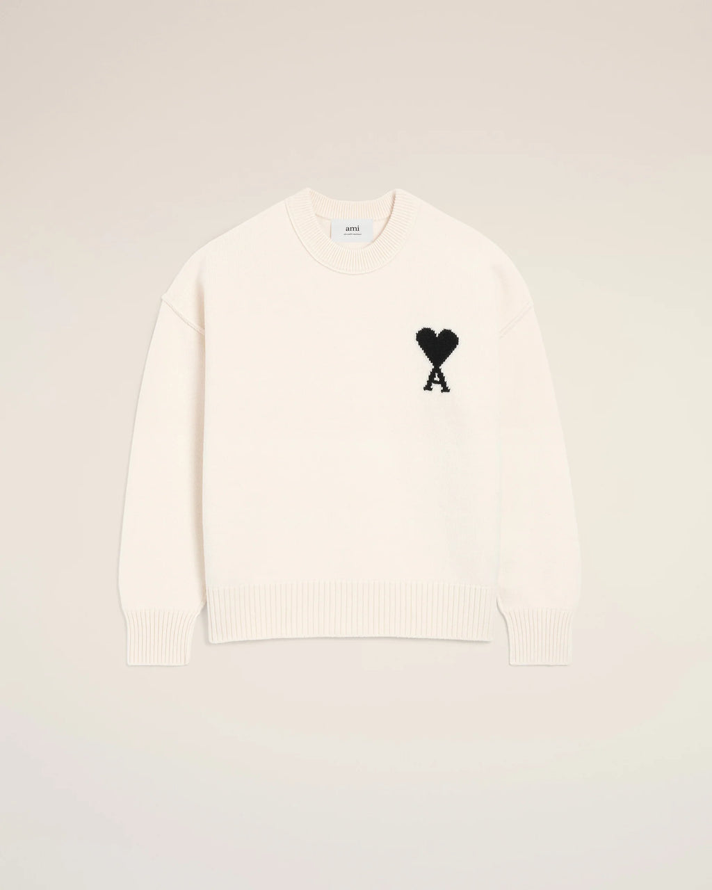White Wool Ami De Coeur Crewneck Sweater