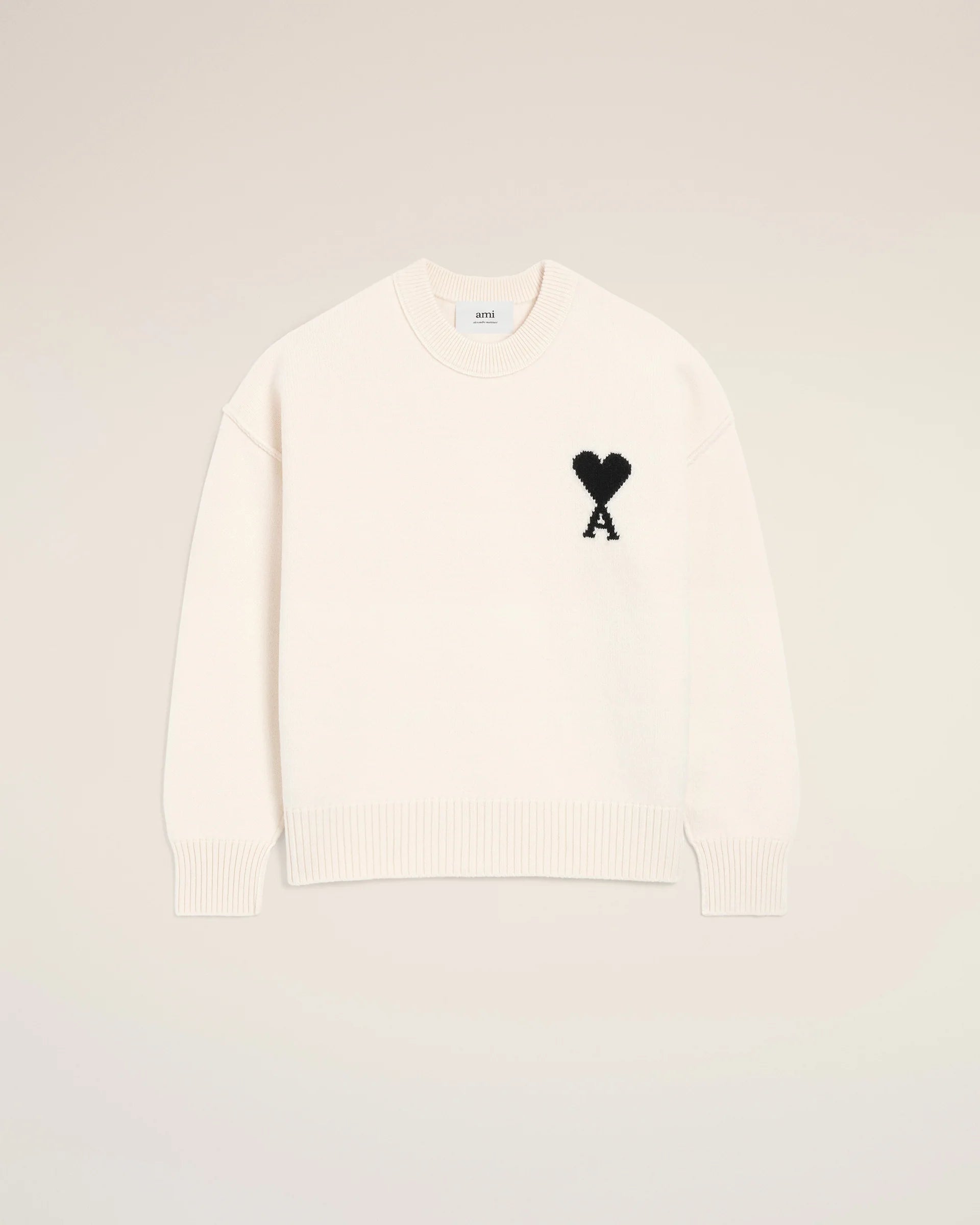 White Wool Ami De Coeur Crewneck Sweater