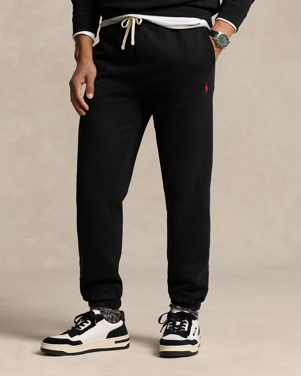 The RL Fleece Tracksuit Bottoms (Black)